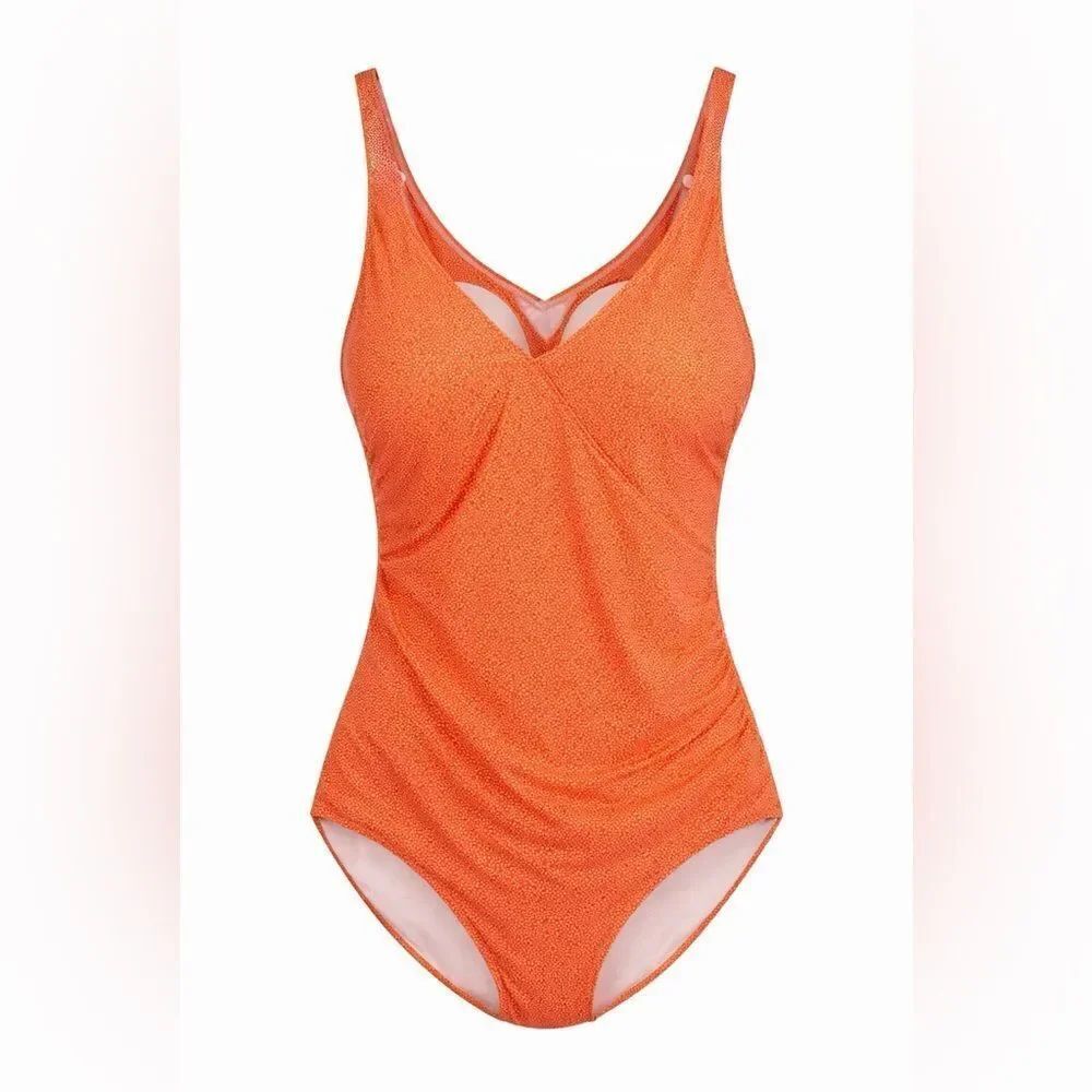 Mare Barcelona Orange Dot Print One Piece Swimsuit Padded Cups Size 14